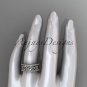 14k white gold diamond flower wedding ring, engagement ring ADLR260