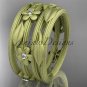 14kt yellow gold diamond leaf and vine, floral wedding ring, engagement ring ADLR242B