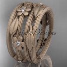 14kt rose gold diamond leaf and vine, floral wedding ring,engagement ring ADLR242B