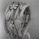 14kt white gold diamond leaf and vine, floral wedding ring, engagement ring ADLR242B