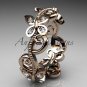 14kt rose gold diamond floral butterfly wedding ring, engagement ring, wedding band ADLR138