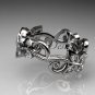 Platinum diamond floral butterfly wedding ring, engagement ring, wedding band ADLR138