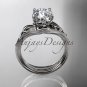 14kt white gold diamond flower, leaf and vine wedding ring, engagement ring ADLR240