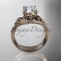 14kt rose gold diamond flower, leaf and vine wedding ring, engagement ring ADLR240