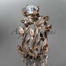 Unique 14k rose gold diamond floral wedding ring, engagement set ADLR238
