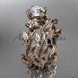 Unique 14k rose gold diamond floral wedding ring, engagement set ADLR238