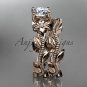 Unique 14k rose gold diamond floral wedding ring, engagement set ADLR238