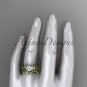 Unique 14k yellow gold diamond floral wedding ring, engagement set ADLR238