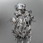 Unique 14k white gold diamond floral wedding ring, engagement set ADLR238