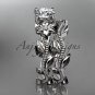 Unique 14k white gold diamond floral wedding ring, engagement set ADLR238