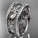 Platinum diamond flower wedding ring, engagement ring ADLR233