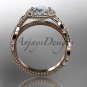 14kt rose gold diamond unique engagement ring, wedding ring ADLR229