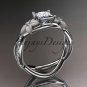 14kt white gold diamond floral, leaf and vine wedding ring,engagement ring, ADLR90PR