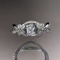 14kt white gold diamond floral, leaf and vine wedding ring,engagement ring, ADLR90PR
