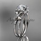 14kt white gold diamond floral wedding ring, engagement ring ADLR140