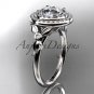 14kt white gold engagement ring with a Forever One Moissanite center stone ADLR133