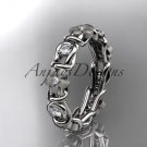 14kt white gold diamond flower wedding ring,engagement ring,wedding band. ADLR 197