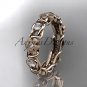 14kt rose gold diamond flower wedding ring,engagement ring,wedding band. ADLR 197