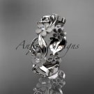 14kt white gold diamond flower wedding ring,engagement ring,wedding band. ADLR 191