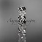 14kt white gold diamond flower wedding ring,engagement ring,wedding band. ADLR 191