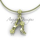 14k yellow gold diamond floral,leaf and vine initial pendant ADLR196