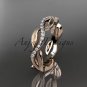 14k rose gold diamond leaf and vine wedding ring,engagement ring,wedding band ADLR100B