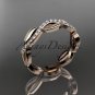 14k rose gold diamond leaf and vine wedding ring,engagement ring,wedding band ADLR100B