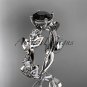 Platinum  diamond leaf and vine engagement ring with Black Diamond center stone ADLR59