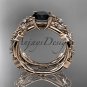 14k rose gold diamond leaf and vine engagement set with Black Diamond center stone ADLR59S