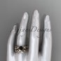 14k rose gold diamond leaf and vine engagement set with Black Diamond center stone ADLR59S