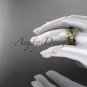 14k yellow gold diamond leaf and vine engagement set with Black Diamond center stone ADLR59S