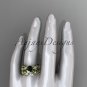 14k yellow gold diamond leaf and vine engagement set with Black Diamond center stone ADLR59S