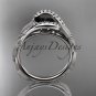 Platinum diamond leaf and vine engagement ring with Black Diamond center stone ADLR64