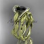 14kt yellow gold diamond leaf and vine engagement set with a Black Diamond center stone ADLR64S