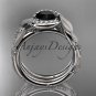 14kt white gold diamond leaf and vine engagement set with a Black Diamond center stone ADLR65S
