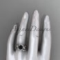 14kt white gold diamond leaf and vine engagement set with a Black Diamond center stone ADLR65S
