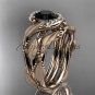 14kt rose gold diamond leaf and vine engagement set with a Black Diamond center stone ADLR65S