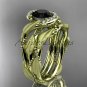 14kt yellow gold diamond leaf and vine engagement set with a Black Diamond center stone ADLR65S