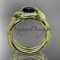14kt yellow gold diamond leaf and vine engagement set with a Black Diamond center stone ADLR65S