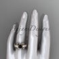 14k rose gold diamond floral, leaf and vine engagement ring with Black Diamond center stone ADLR69
