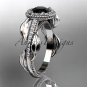 14kt white gold diamond engagement ring with a Black Diamond center stone ADLR229