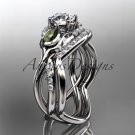 14kt white gold diamond tulip flower wedding ring,engagement set ADLR226