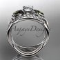 14kt white gold diamond tulip flower wedding ring,engagement set ADLR226