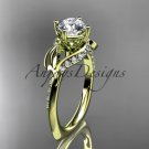 Unique 14k yellow gold diamond leaf and vine wedding ring, engagement ring ADLR225
