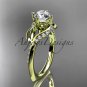 Unique 14k yellow gold diamond leaf and vine wedding ring, engagement ring ADLR225