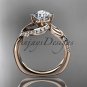 Unique 14k rose gold diamond leaf and vine wedding ring, engagement ring ADLR225