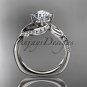 Unique 14k white gold diamond leaf and vine wedding ring, engagement ring ADLR225