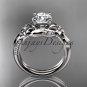Unique 14k white gold diamond flower, leaf and vine wedding ring,engagement ring ADLR224