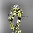 Unique 14k yellow gold diamond flower, leaf and vine wedding ring,engagement ring ADLR224