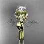 Unique 14k yellow gold diamond flower, leaf and vine wedding ring,engagement ring ADLR224
